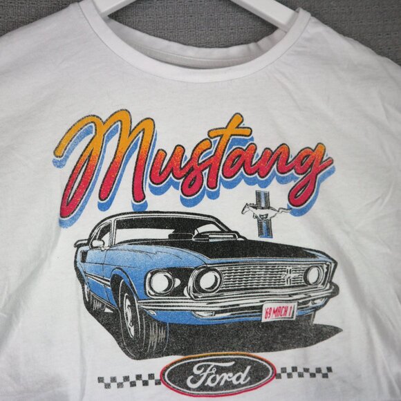 Ford Mustang Old School Car Cropped Tee Womens Medium - Picture 3 of 6